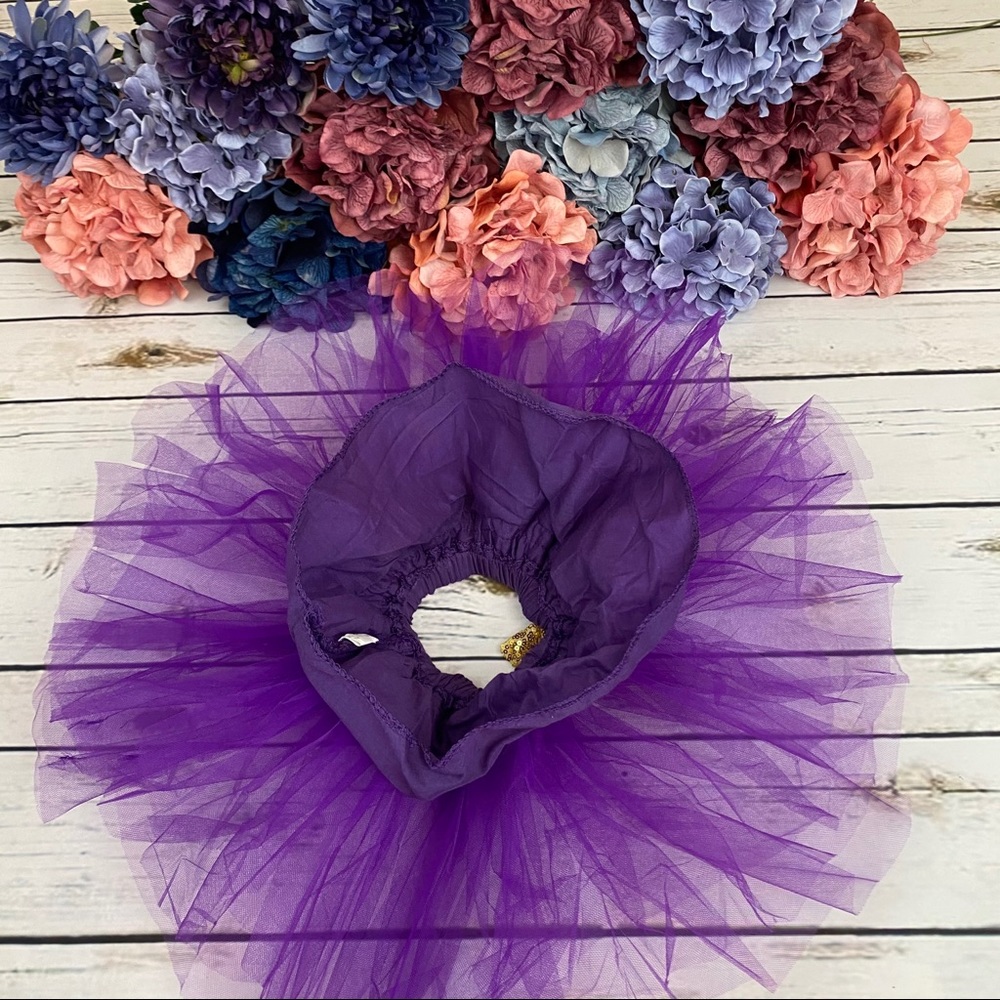1st Birthday Outfit Matching Onesie Purple Tulle Skirt and Headband - Picture 12 of 14